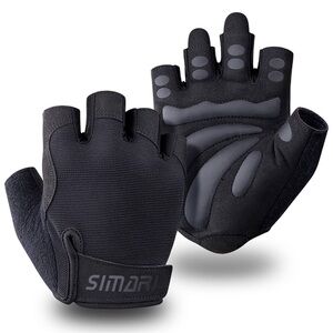 NWT SIMARI Black Fingerless Workout Gloves padded weight lifting etc.